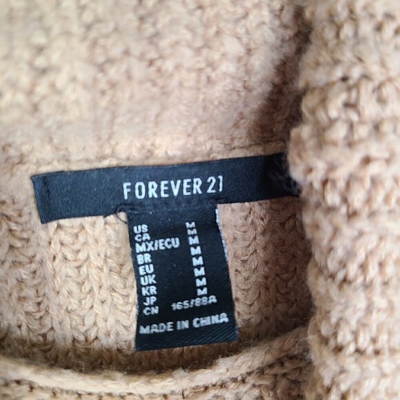 Forever21 Camel Brown Slouchy Ribbed Knit Chunky Oversized Sweater - Picture 6 of 7